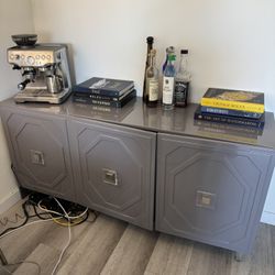 Modern Glossy Gray Sideboard / Storage Cabinet – Excellent Condition