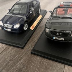 Diecast Cars 1/18 Scale Mercedes Benz And Audi Roadster Brand New No Box Both For 30 Dollars 