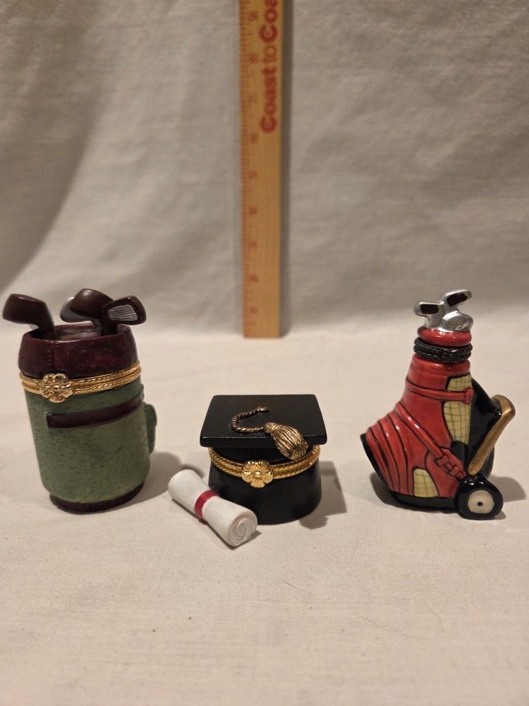 Hinged Trinket Boxes, Lot Of 3, VTG 1999