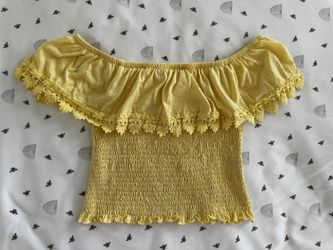 Orange Kiss Yellow Off Shoulder Crop Top