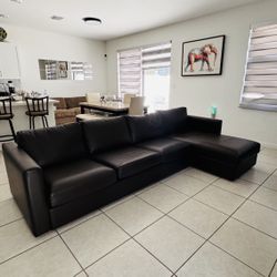 Leather Sectional Couch with Chaise – 4 Seats