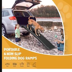 Portable Folding Dog Ramps for SUV, Truck, Car Ramp Stairs Step Ladder for Pet, Non-Slip Pet Ramp with Raised Siderails
