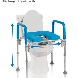 Platinum Health Original Ultimate Padded Raised Toilet Seat with Handles, Riser for Seniors with Adjusted Height & Width, FSA HSA Eligible 420lb for E