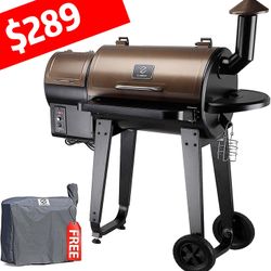 Z GRILLS ZPG-450A 2024 Upgrade Wood Pellet Grill & Smoker 6 in 1 BBQ Grill Auto Temperature Control, 450 Sq in Bronze