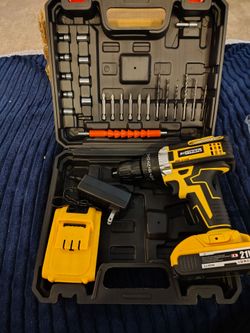Special of the week Drill set with two batteries, charger Case+ attachments, New for $55