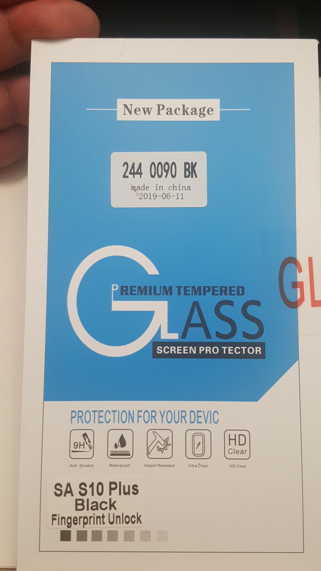 Tempered glass for samsung galaxy s10+ plus new 7firm shiping only lastone