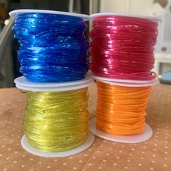 4 Rolls 0.7mm Elastic Bracelet String Flat Crystal Thread Stretchy String Beading Thread for Crafts DIY Jewelry Making Friendship Bracelet B