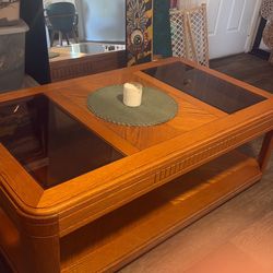 Vintage Rolling Coffee Table and matching side table