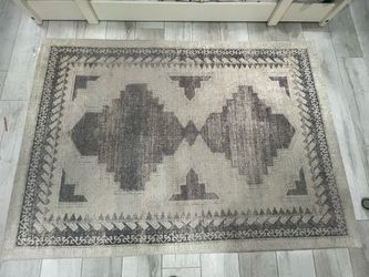 Threshold 4’ x 6’ Washable Area Rug | Gray & Ivory Southwestern Pattern