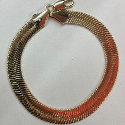 10mm Wide 14k Premium Gold Plated herringbone bracelet