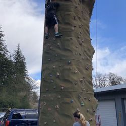 Rock climbing wall, portable on trailer all hydraulic system.