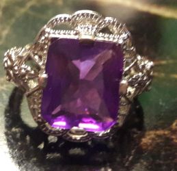 925 solid Sterling silver size7 Amethyst birthstone february