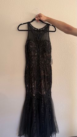 Black Lace Beaded Mermaid Formal Evening Gown – Size XL