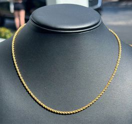 Jewelry 10k hollow yellow gold Rope necklace chain 18.00" 2.00mm w lobster lock