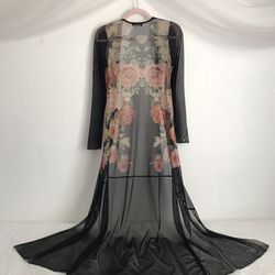 Black Sheer Long Duster Size Small 
