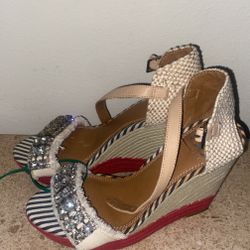 Gianni Bini Wedges Bling Rhinestone Size 6.5 M