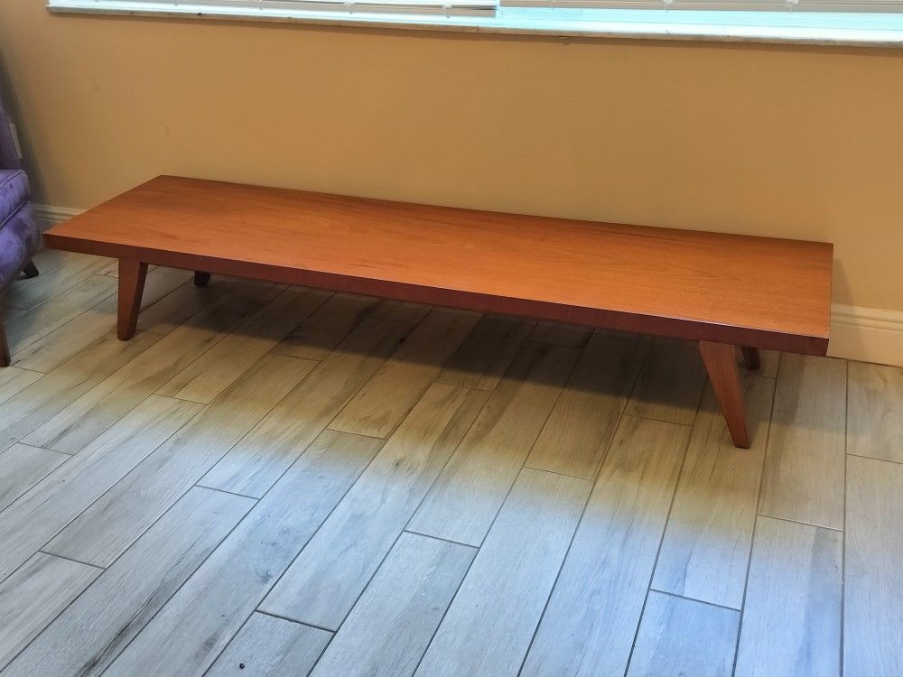 Vintage Mid-Century Solid Wood Walnut Bench.  See Full Description 