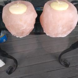 2 Himalayin Salt  Candle Holders