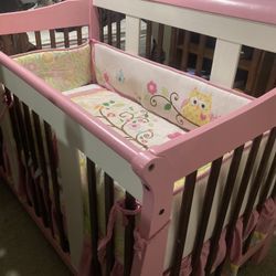Baby Crib With Mattress And Protective Cover 