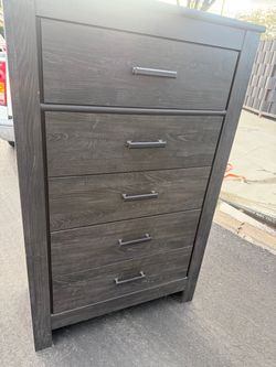 Dark Gray 5-Drawer Tall Chest Dresser