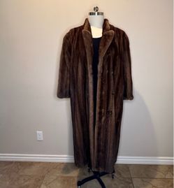 Genuine MINK Full Length Brown Fur Coat Size M/L