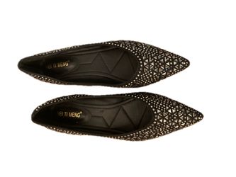 Rhinestones Black Flats Size 9