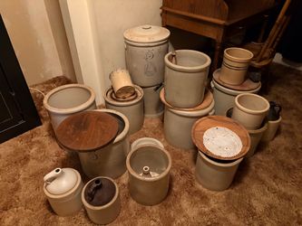 Large Collection of Antique Stoneware Crocks