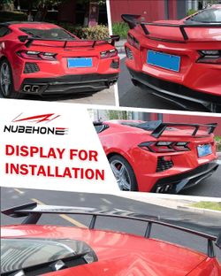 100% Carbon Fiber C8 Rear High Wing Spoiler Fit for Corvette C8 Stingray Z51 2020-2026