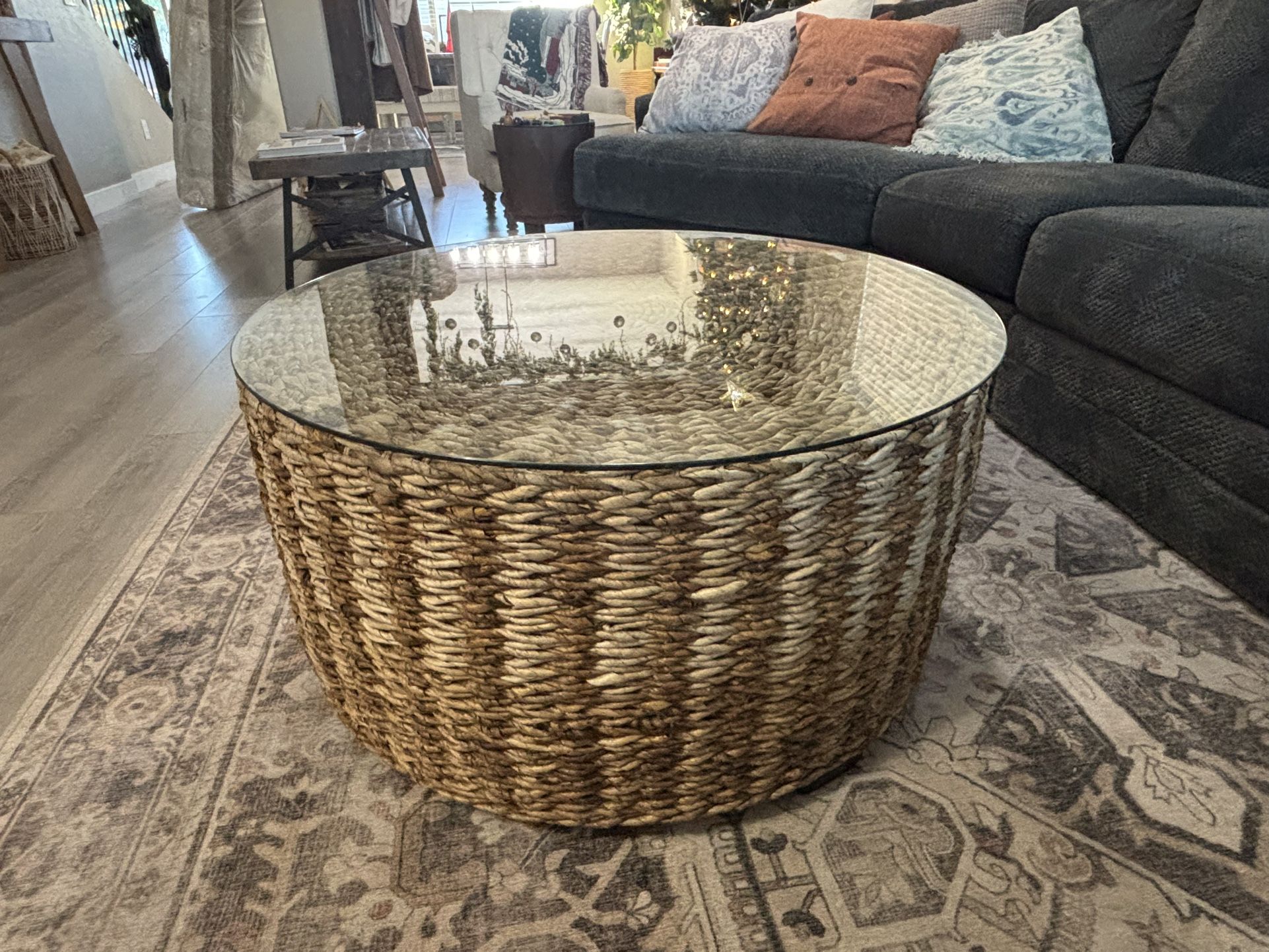 Large Round Coffee Table With Glass Top