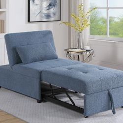 Blue Gray Solo Sleeper Accent Chair, Solo Sleeper sofa, Single Chair  transform to a bed, Sofabed, convertible Couch