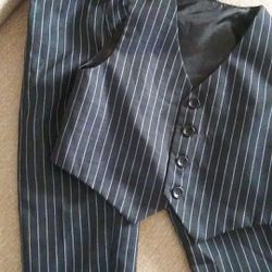 Boys 2T Black and White Striped Pants Suit