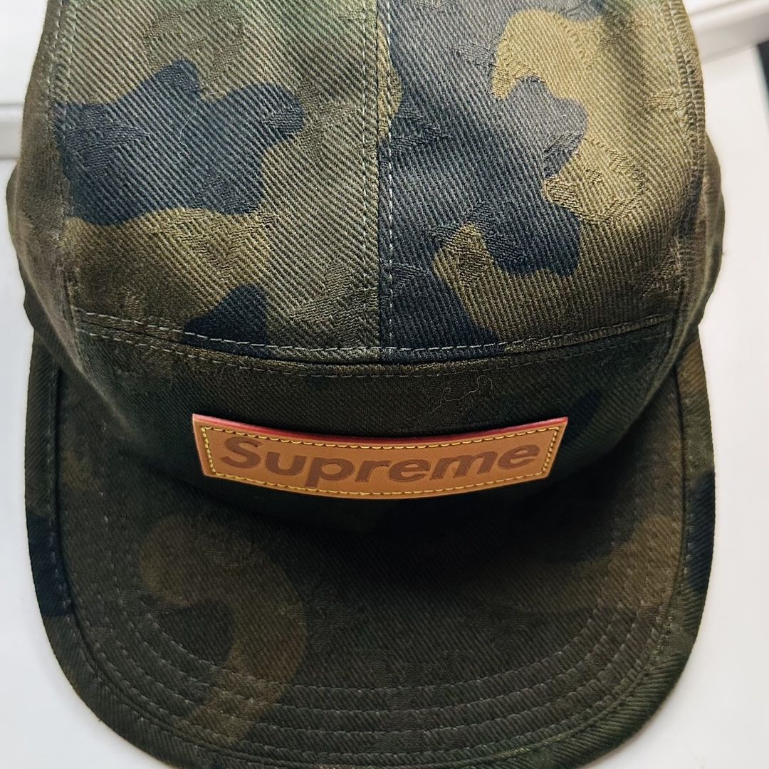 Louis Vuitton x Supreme - LV Monogram Camo Box Logo Camp Cap Hat