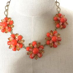 Lane Bryant Orange Flower Statement Necklace 