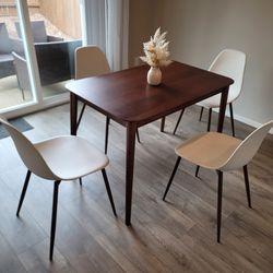 Premium Wooden Table and 4 White Chairs