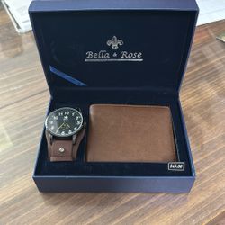 Bella & Rose Premium Leather Watch And Wallet Set