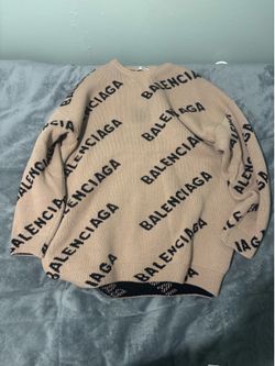Balenciaga All Over Logo Crewneck 'Beige/Black