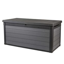 Keter Premier 150 Gallon Resin Large Deck Box for Patio Garden Furniture, Outdoor Cushion Storage, Pool Accessories, and Toys, Grey $400 online