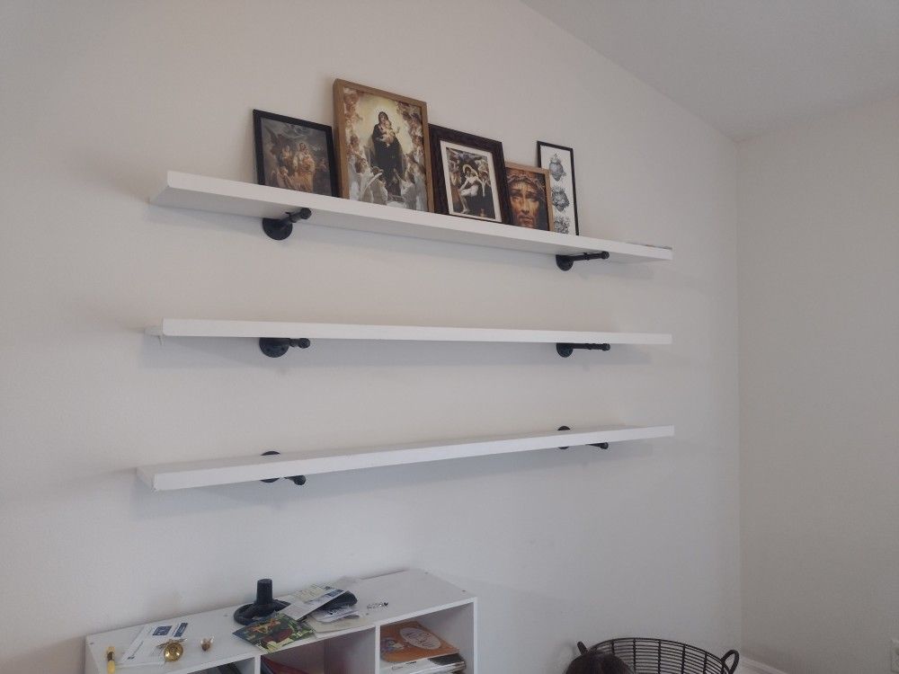 3 White Wooden Shelves