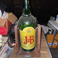 Vintage J&B Scotch Large Green Glass Display Bottle