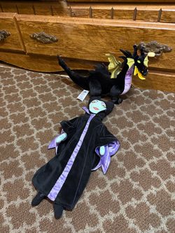 Disney Sleeping Beauty Maleficent Doll Dragon Plush Set Collectible