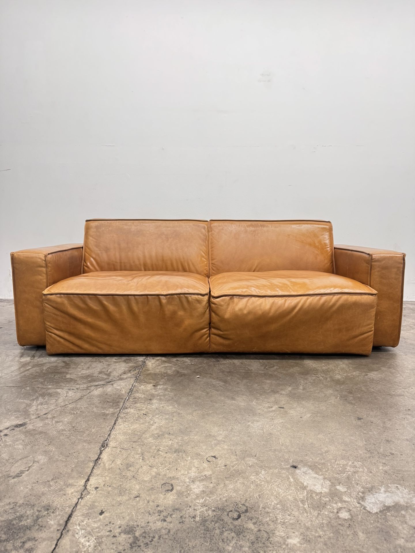 West Elm 82” Sedona Leather Sofa Delivery Available 🚚