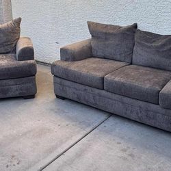 Living Spaces Charcoal Gray Couch and Loveseat(WILL DELIVER)