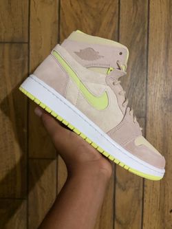 Air Jordan 1 High Pink Suede Volt Sneaker 8 Women’s