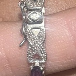 Vintage Purple Amethyst Tennis Bracelet 925 Sterling Silver