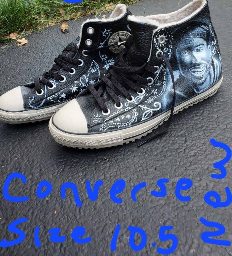 Tupac & Biggie on Converse Chuck Taylor All Star, Hand Painted, Mens Size 10.5. NEW