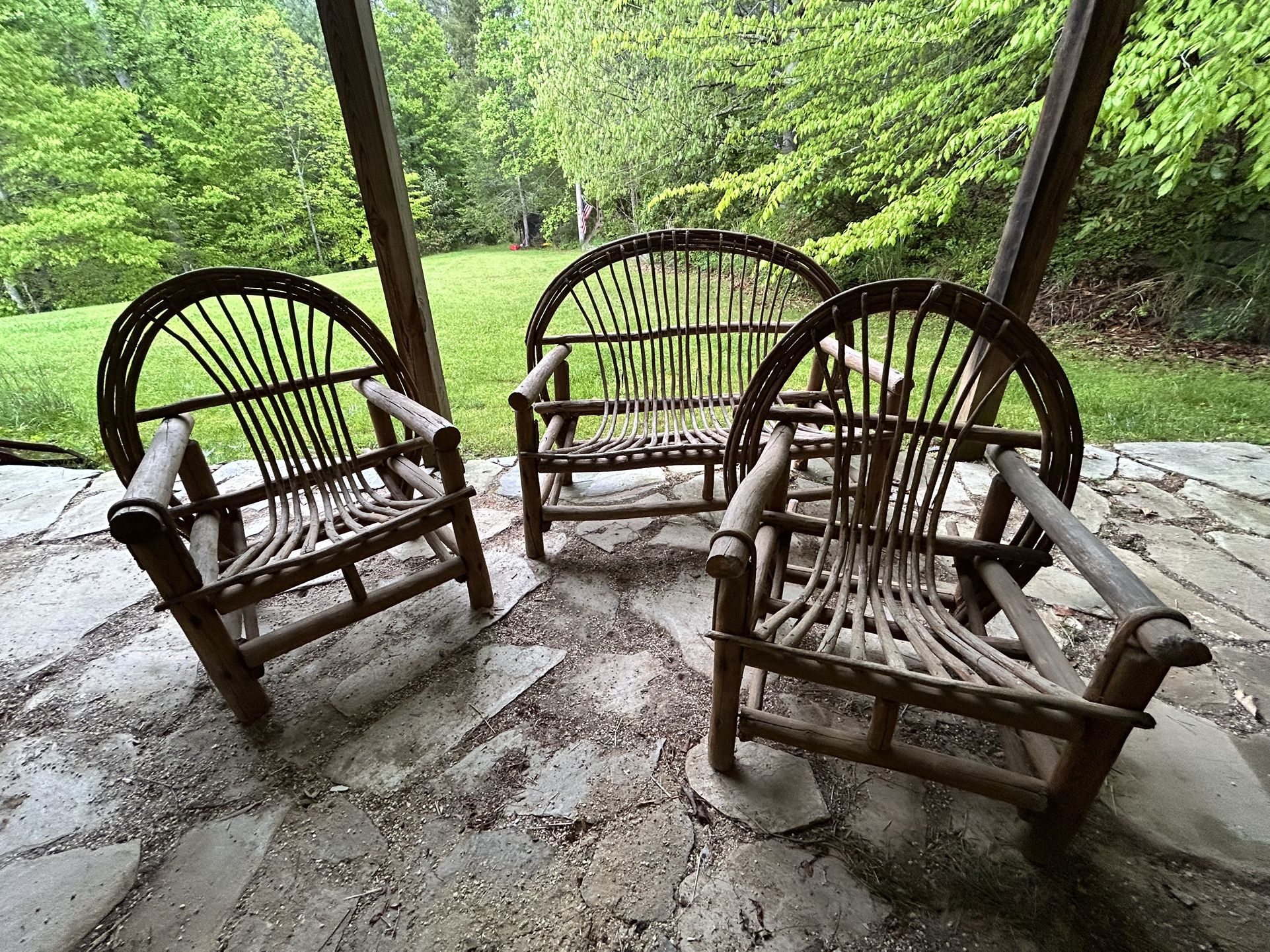 3 Piece Vintage Hickory Twig Seats