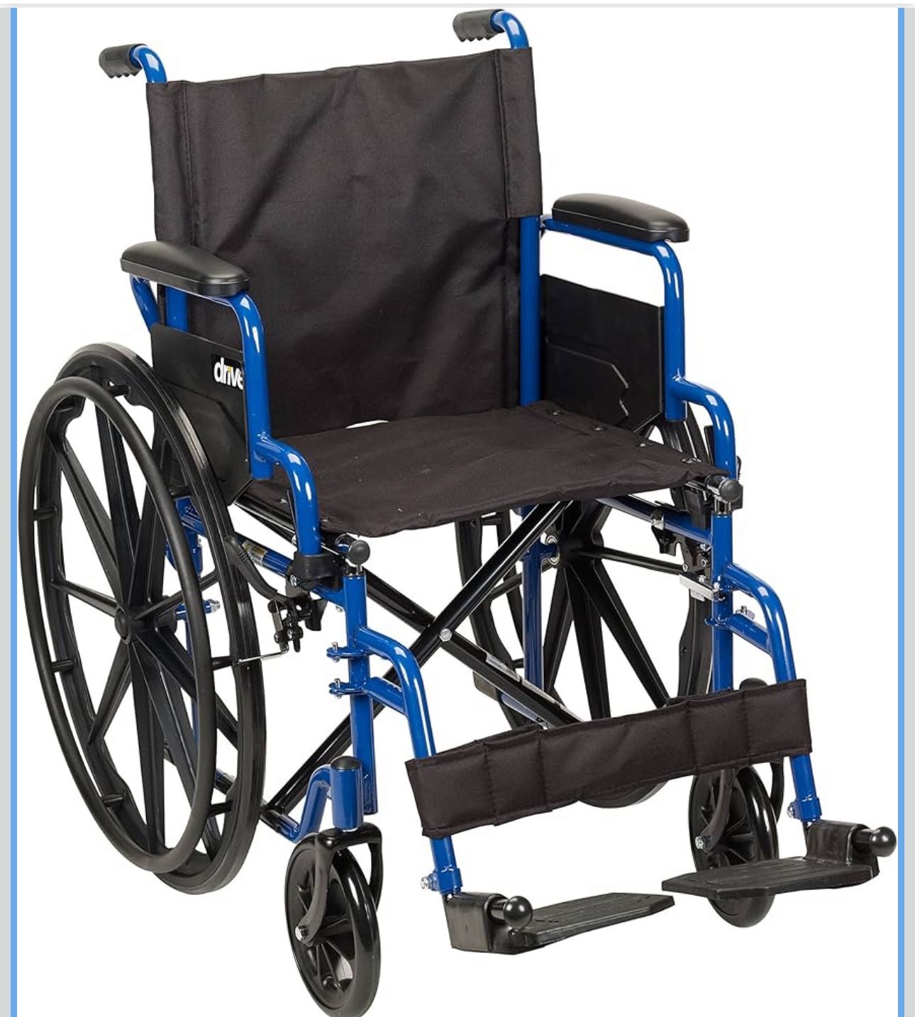 Drive Medical Blue Streak Wheelchair Flip Back Arms & Swing Away Footrests New Box