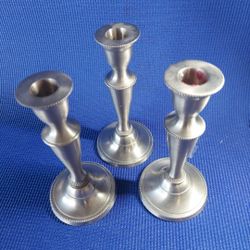 Pewter Candle sticks Set Of 3ll