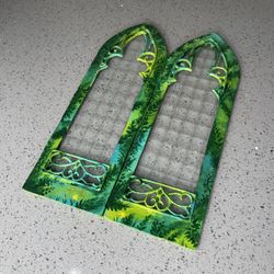 Gothic Cathedral Window Stained Glass Wall Art | 12"x8" Metal Frame Decor Custom Painted