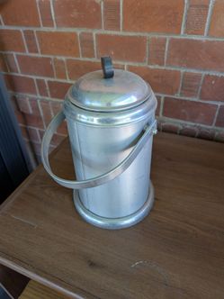 Vintage Aluminum Ice Bucket / Dairy Urn With Ceramic Lining and Metal Lid